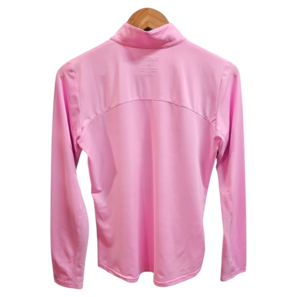 SanSoleil SolCool Draper 1/4 Zip Long Sleeve Houndstooth Top Small Pink Golfing - Picture 7 of 11